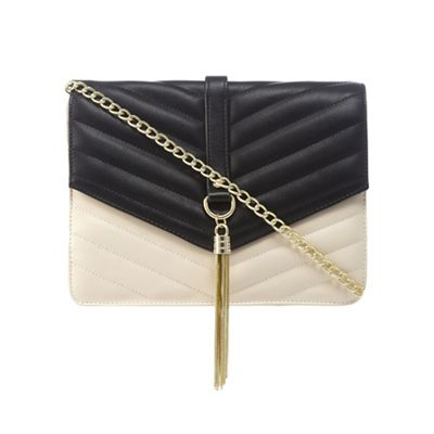 Cream quilted chain cross body bag